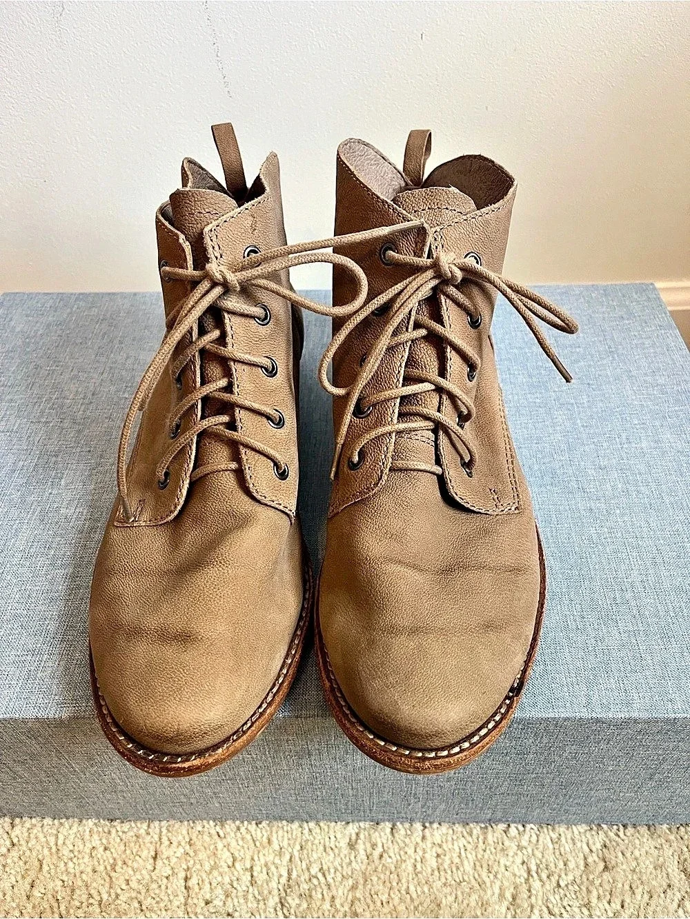 Sam Edelman lace up ankle boots tan